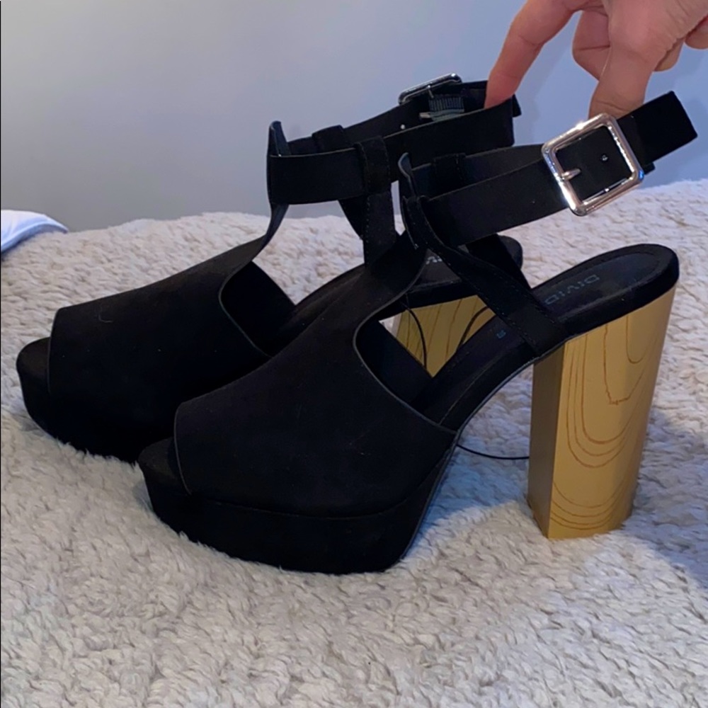 Divided by H&M Black Open Toe Block Heel